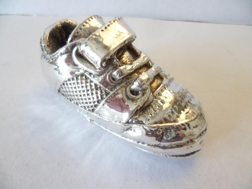 Verzilverde baby/kleuterschoen 11x5x6cm 7-2 1994 Nick., Antiek en Kunst, Curiosa en Brocante, Ophalen of Verzenden