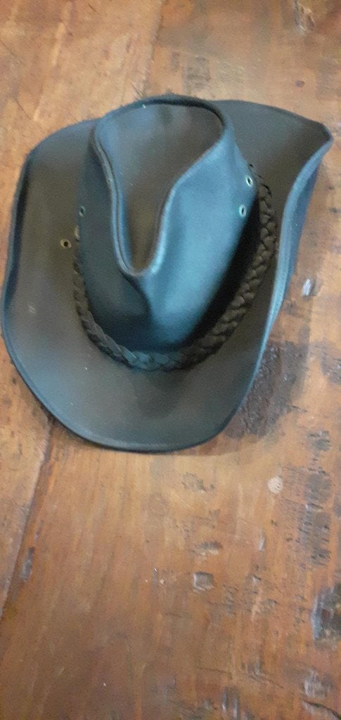 Cowboy hoed leer, Ophalen, Zie foto, Hoed, One size fits all