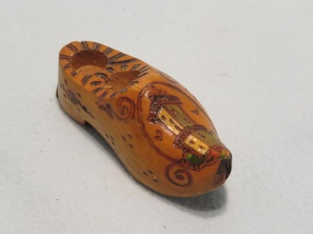 Oud houten klompje Princes Julianatoren gebrandschilderd, Antiek en Kunst, Curiosa en Brocante, Ophalen of Verzenden