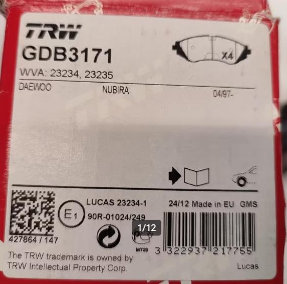 REMBLOKKEN ( TRW ) CHEVROLET TACUMA NIEUW !, Ophalen of Verzenden, Nieuw, Chevrolet