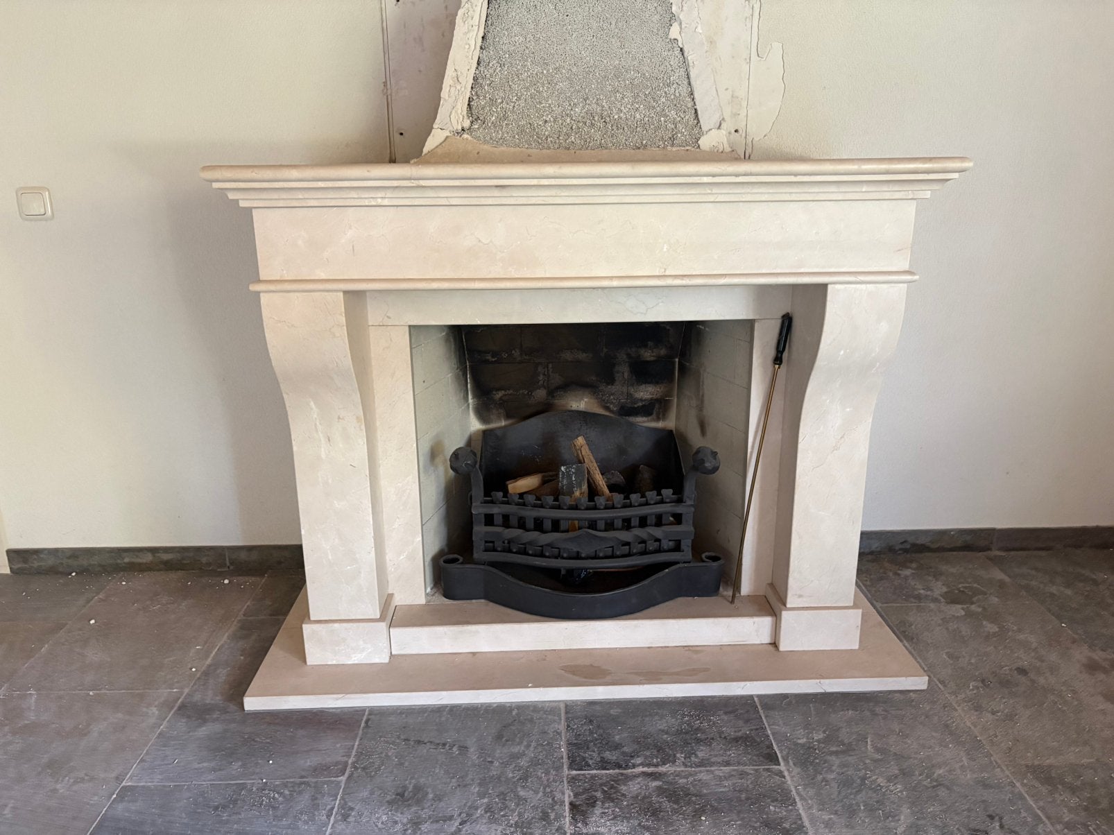 Openhaard gas met marmeren schouw, Ophalen, Gebruikt, Gashaard
