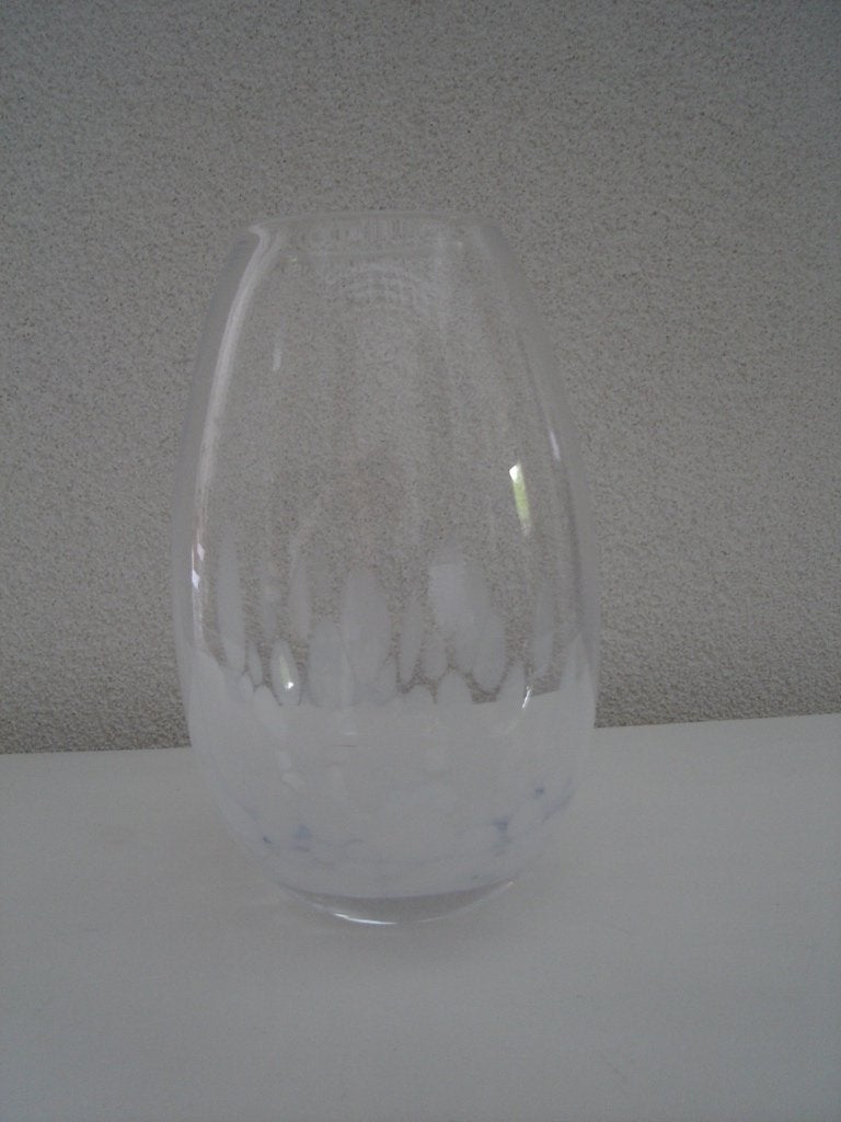 brocante glazen vaas hand geblazen, Wit, Nieuw, Ophalen of Verzenden, Glas