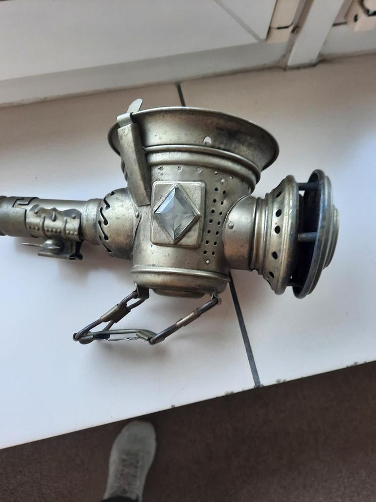 Antieke fietslamp - messing/koper, Ophalen