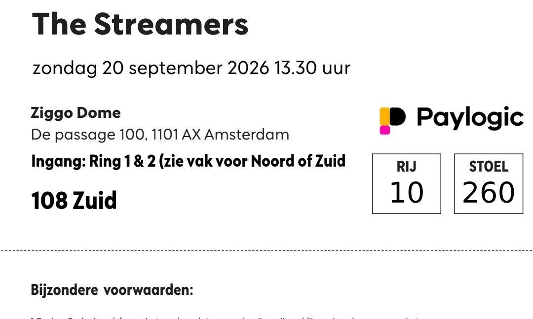 2 tickets voor de Streamers 2026 20 september, Twee personen, Januari
