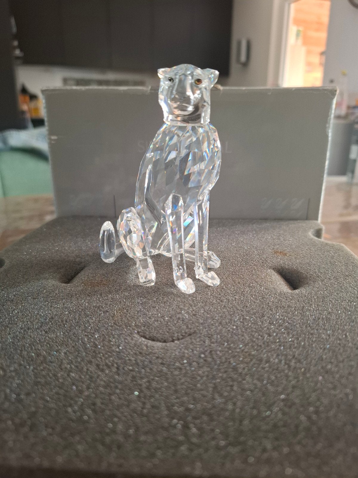 Swarovski Kristal Cheetah Beeldje - 5x10 cm, Ophalen, Zo goed als nieuw, Figuurtje