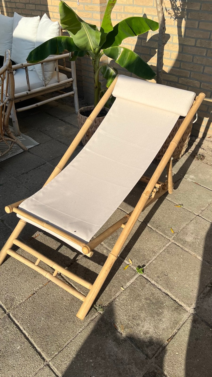 Bamboe ligstoel met verstelbare rugleuning, Ophalen, Nieuw, Hout, Inklapbaar