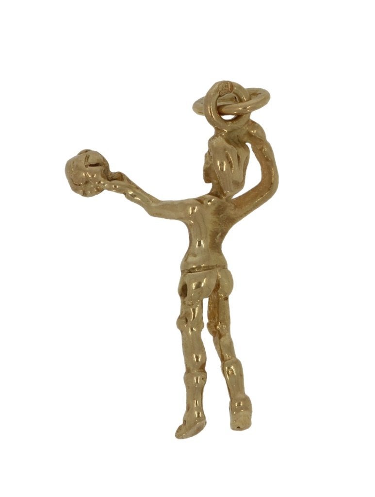 Volleybal 14k gouden ketting hanger sport dames heren, Voordeelsieraden, Verzenden, Zo goed als nieuw, Met edelsteen