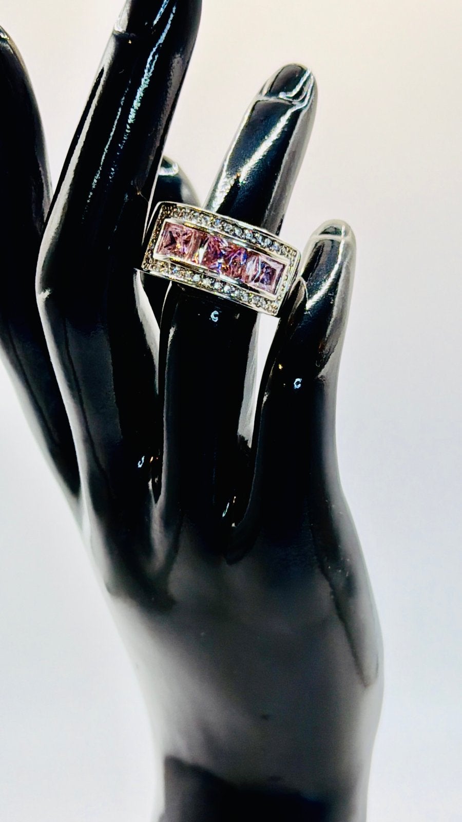 Zilveren Ring (925) met Roze Edelstenen - Maat 19, Sieraden, Tassen en Uiterlijk, 19 tot 20, Nieuw, Ophalen of Verzenden, Roze
