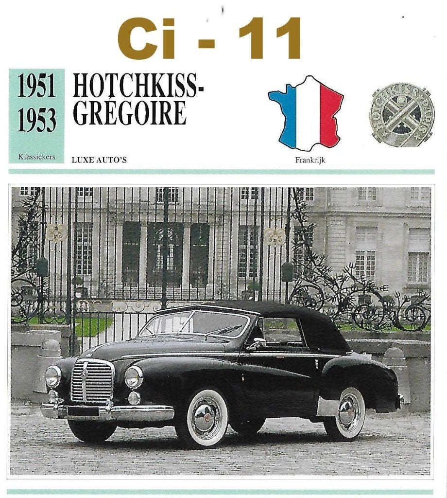 CI11 Autokaart Hotchkiss Gregoire ( 1951- 1953 ), Ophalen of Verzenden, Auto's