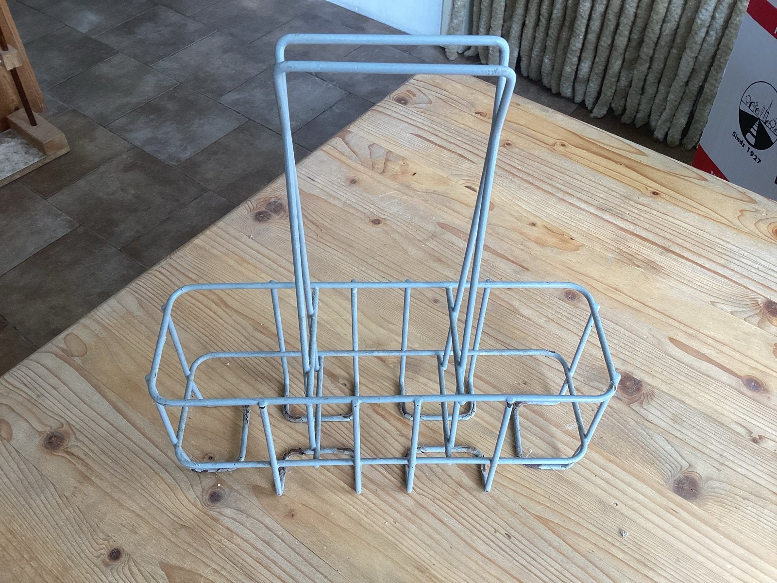 Vintage metal flessenrek / flessenhouder, Antiek en Kunst, Curiosa en Brocante, Ophalen of Verzenden