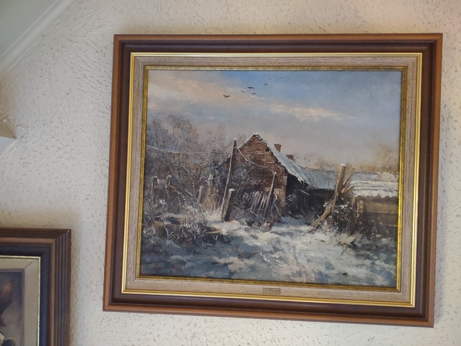 Schilderij Winterlandschap met boerderij -  Leon Engelen, Antiek en Kunst, Kunst | Schilderijen | Klassiek, Ophalen, Doek, Realistisch