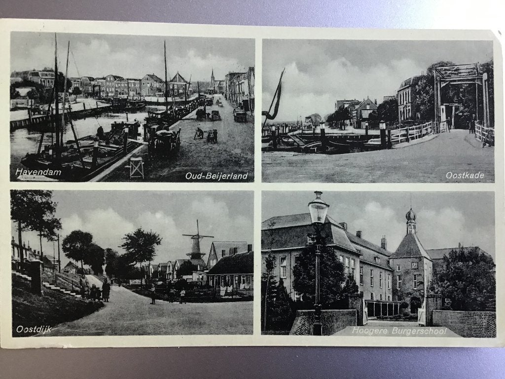 Oud-Beijerland: Havendam, Oostkade, Oostdijk, HBS (ca. 1934), Ophalen of Verzenden, 1920 tot 1940, Gelopen, Zuid-Holland