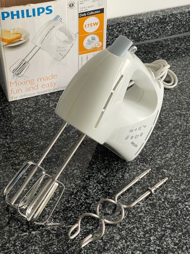 Philips HR1453 Handmixer 175W | Gardes + Deeghaken + Doos, Ophalen, Gebruikt, 3 snelheden of meer, Vaatwasserbestendig