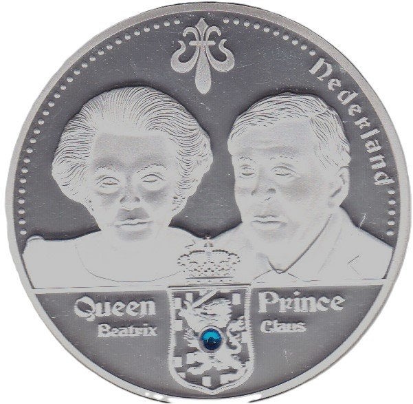 QUEEN BEATRIX - PRINCE CLAUS NEDERLAND PROOF GLANS STEMPEL, Postzegels en Munten, Penningen en Medailles, Ophalen of Verzenden