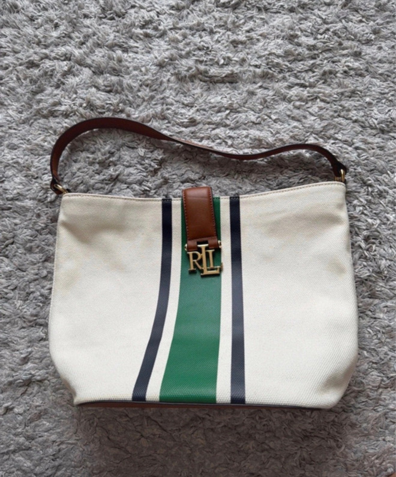 Ralph Lauren schoudertasje, Verzenden, Gebruikt, Beige, Schoudertasje