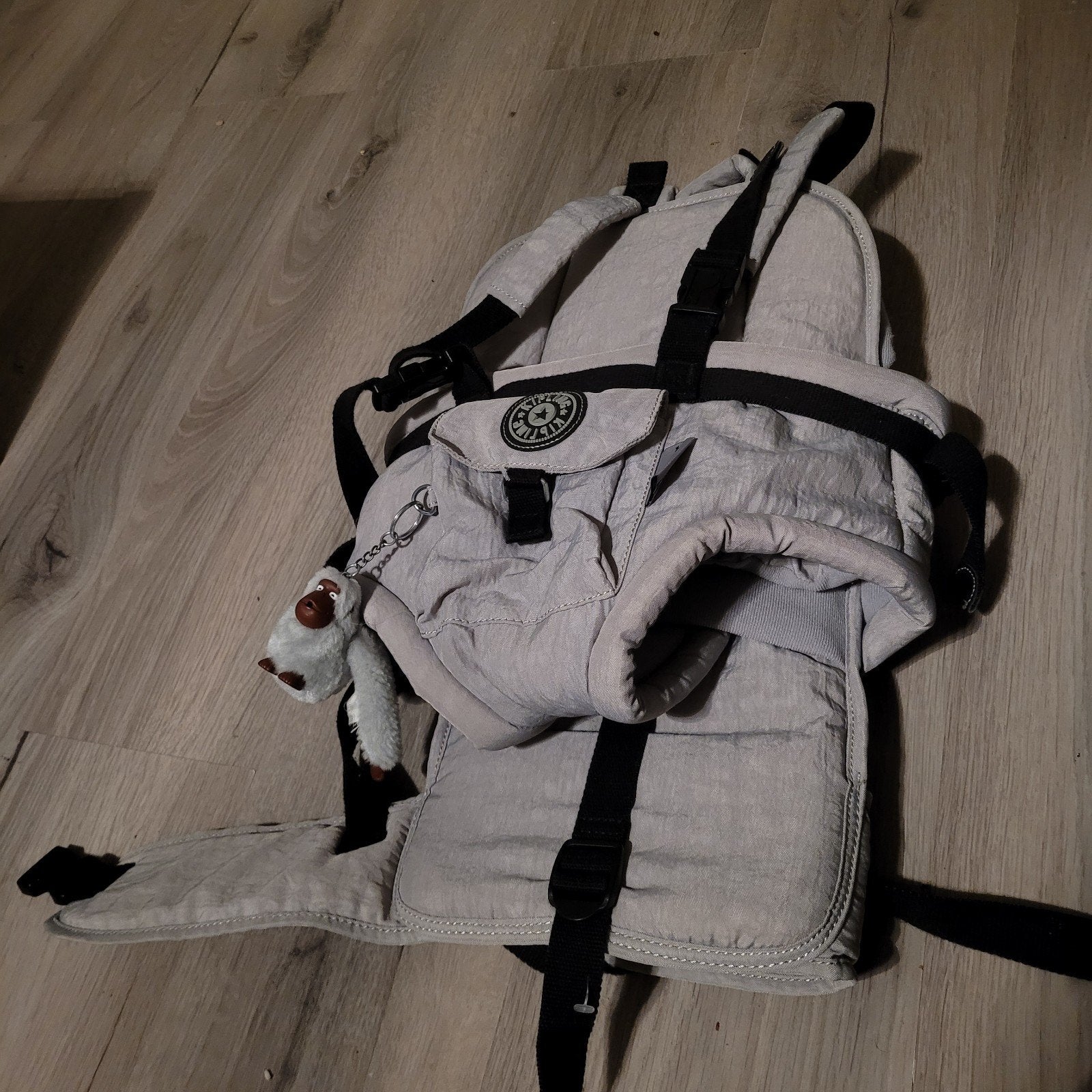 Vintage Kipling draagzak - lichtgrijs, voorop/achterop, Kinderen en Baby's, Ophalen