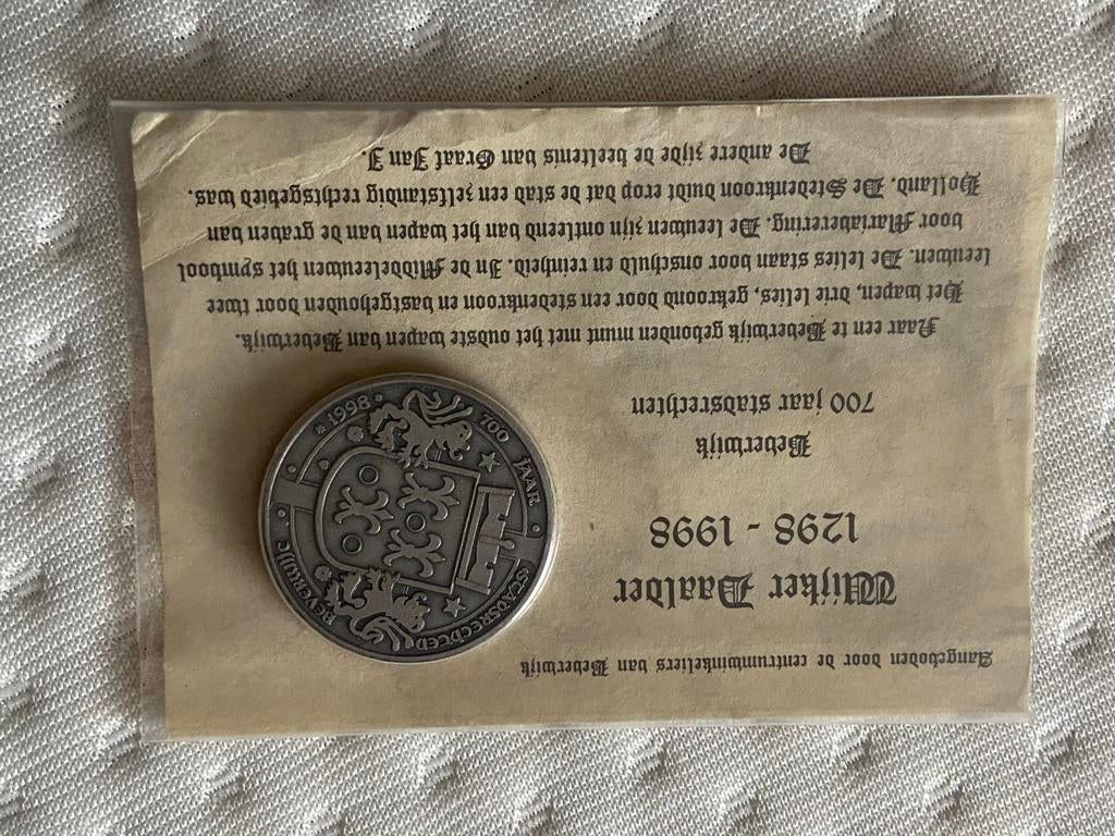 Wijker Daalder Beverwijk 700 Jaar (1298-1998), Postzegels en Munten, Penningen en Medailles, Overige materialen, Nederland, Ophalen of Verzenden