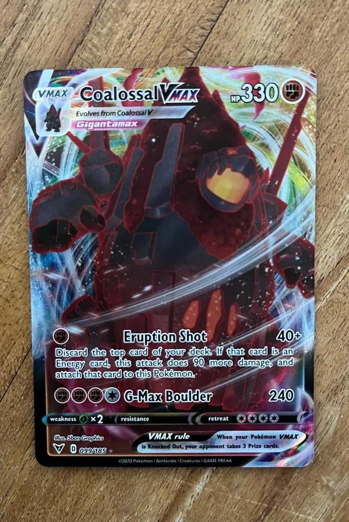 Pokemon Coalossal VMAX 2020 - Zeldzame Kaart, Verzenden, Zo goed als nieuw, Losse kaart, Foil