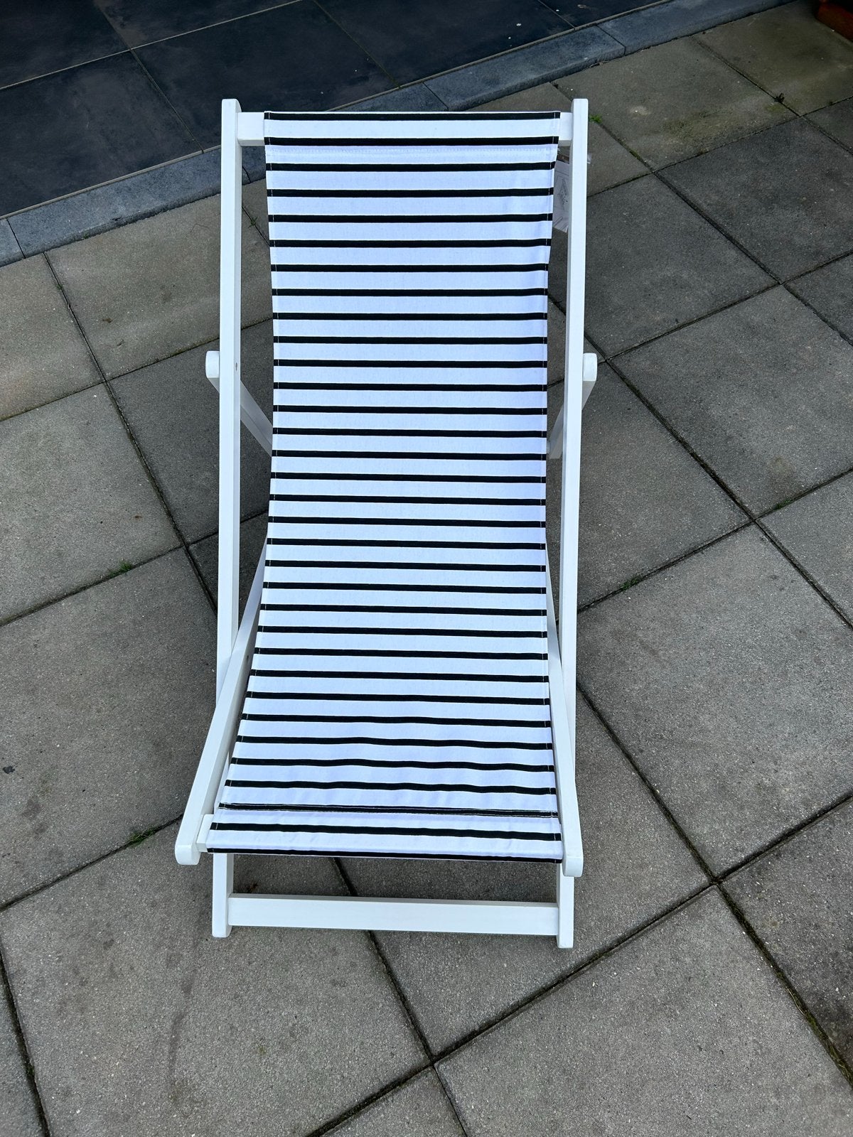 2x Nieuwe Inklapbare Strandstoelen - Wit/Zwart Gestreept, Ophalen, Nieuw, Inklapbaar