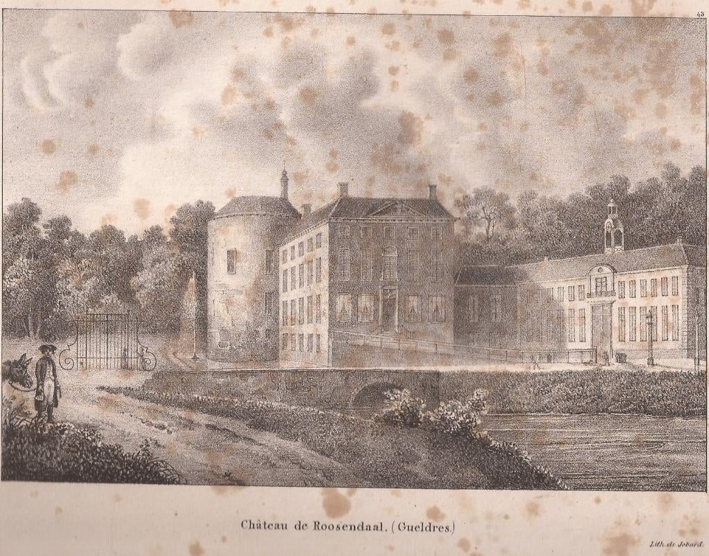 Rozendaal Château de Roosendaal. (Gueldres) Rosendael 1825, Antiek en Kunst, Kunst | Etsen en Gravures, Origineel, 1800 - 1899