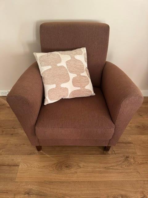 Bruine fauteuil/stoel (set), Huis en Inrichting, Ophalen, Hout, Bruine fauteuil/stoel (set), Minder dan 75 cm