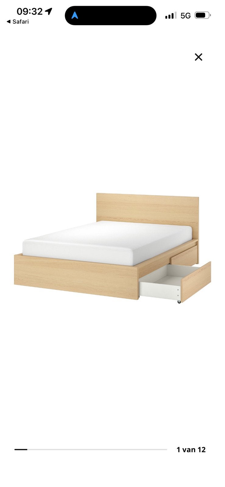IKEA MALM bedframe 140x200 cm, Ophalen, Gebruikt, Tweepersoons, 140 cm