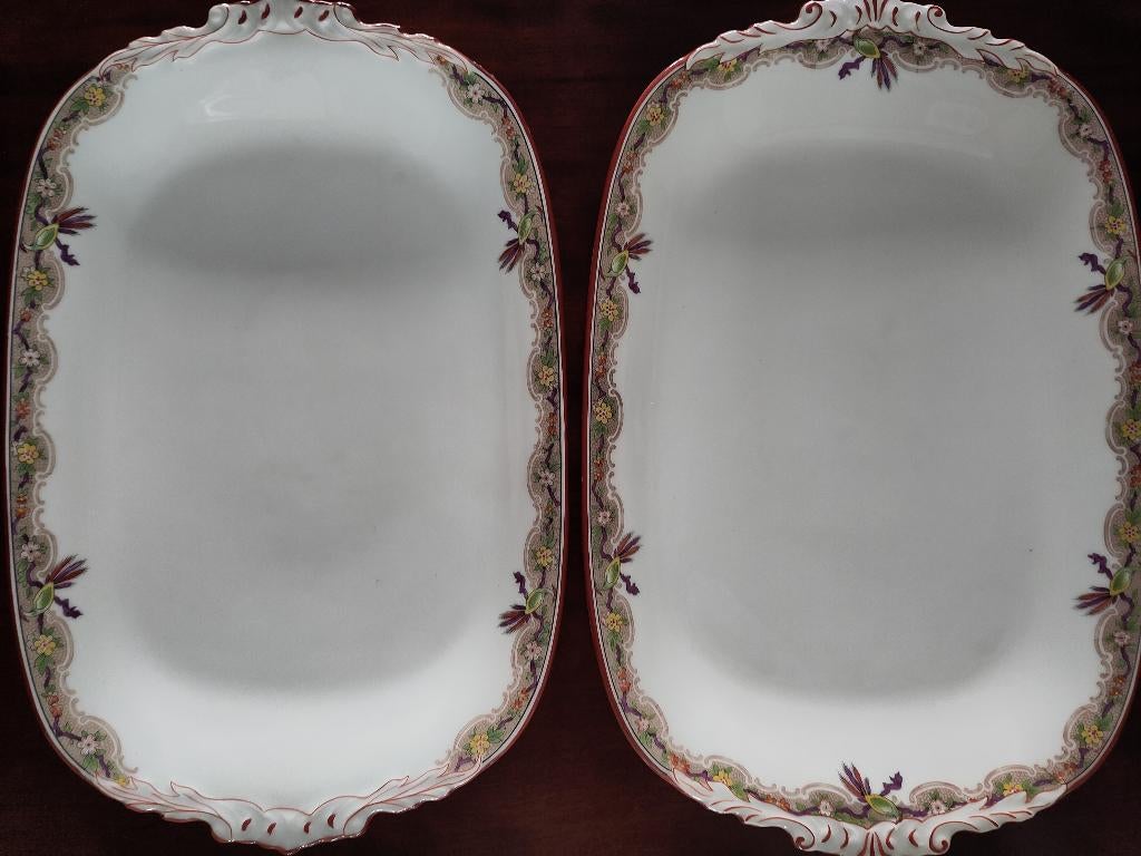 Paar antieke porseleinen serveerschalen, Huis en Inrichting, Keuken | Servies, Ophalen, Gebruikt, Schaal of Schalen, Overige stijlen