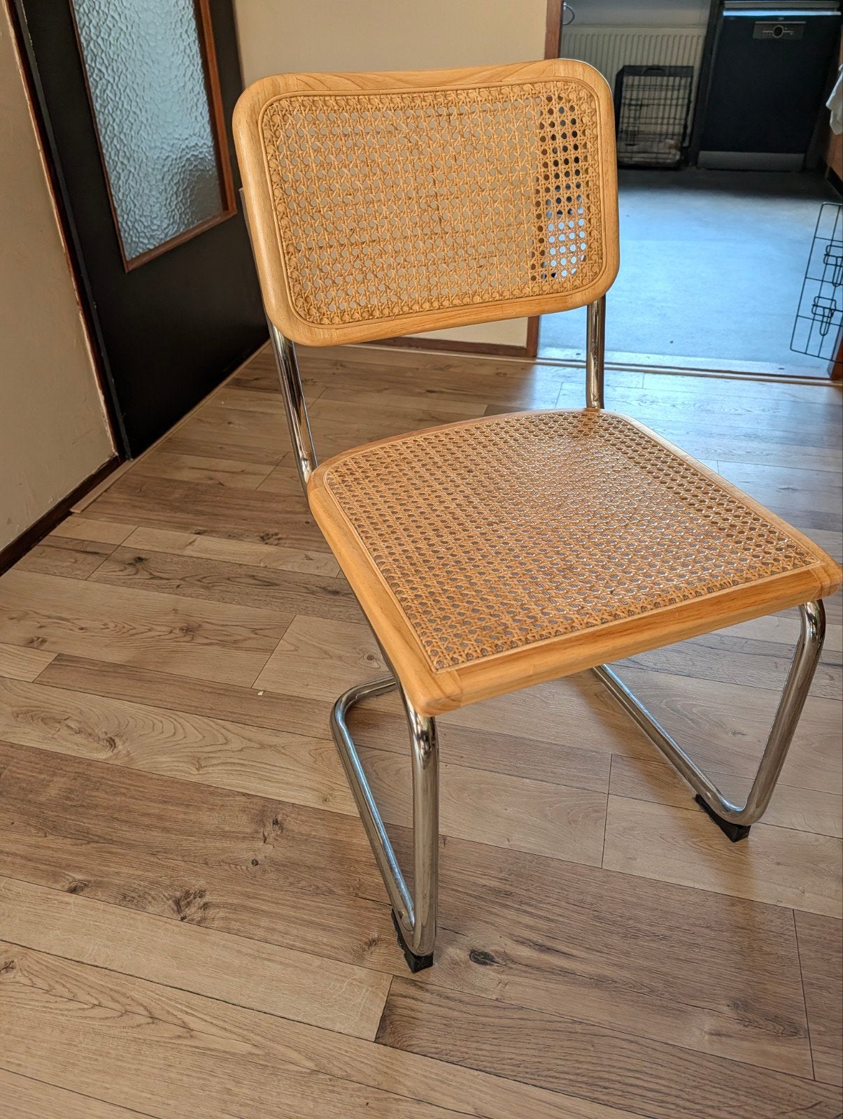 Vintage rotan stoel met chromen frame, Ophalen