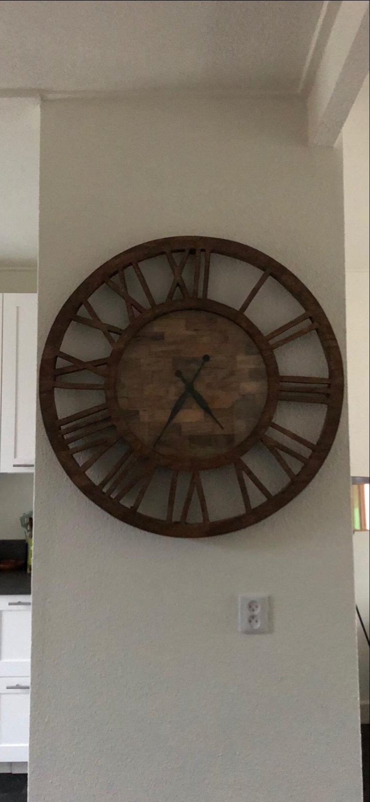 Grote Houten Wandklok - Zo Goed als Nieuw - Ø 90cm, Ophalen, Zo goed als nieuw, Wandklok