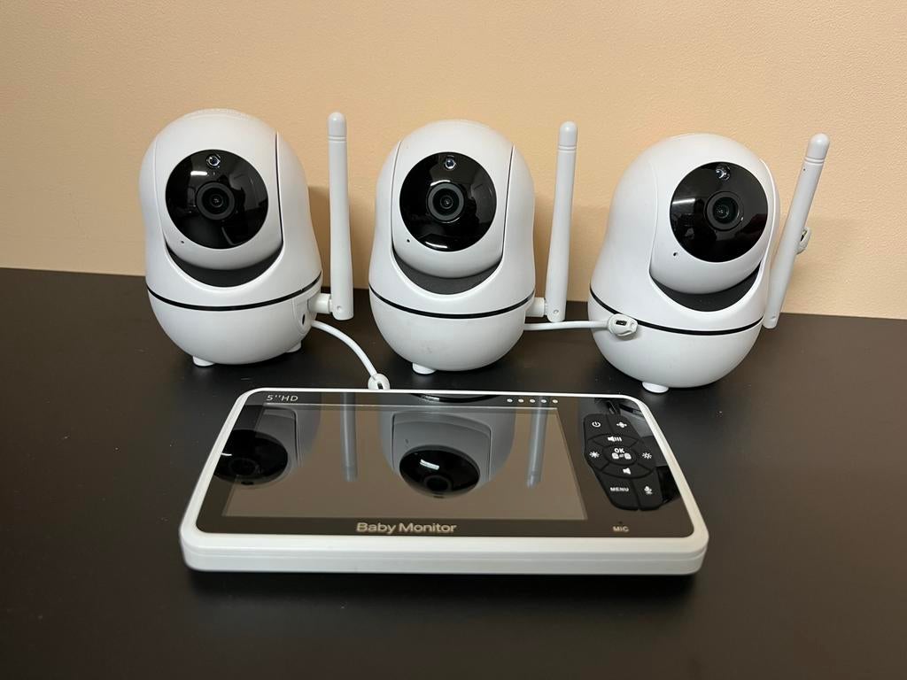 Babyfoon Xoozi SD3 met 3 camera’s en groot scherm, Kinderen en Baby's, Babyfoons, Zo goed als nieuw, 100 tot 250 meter, Camera