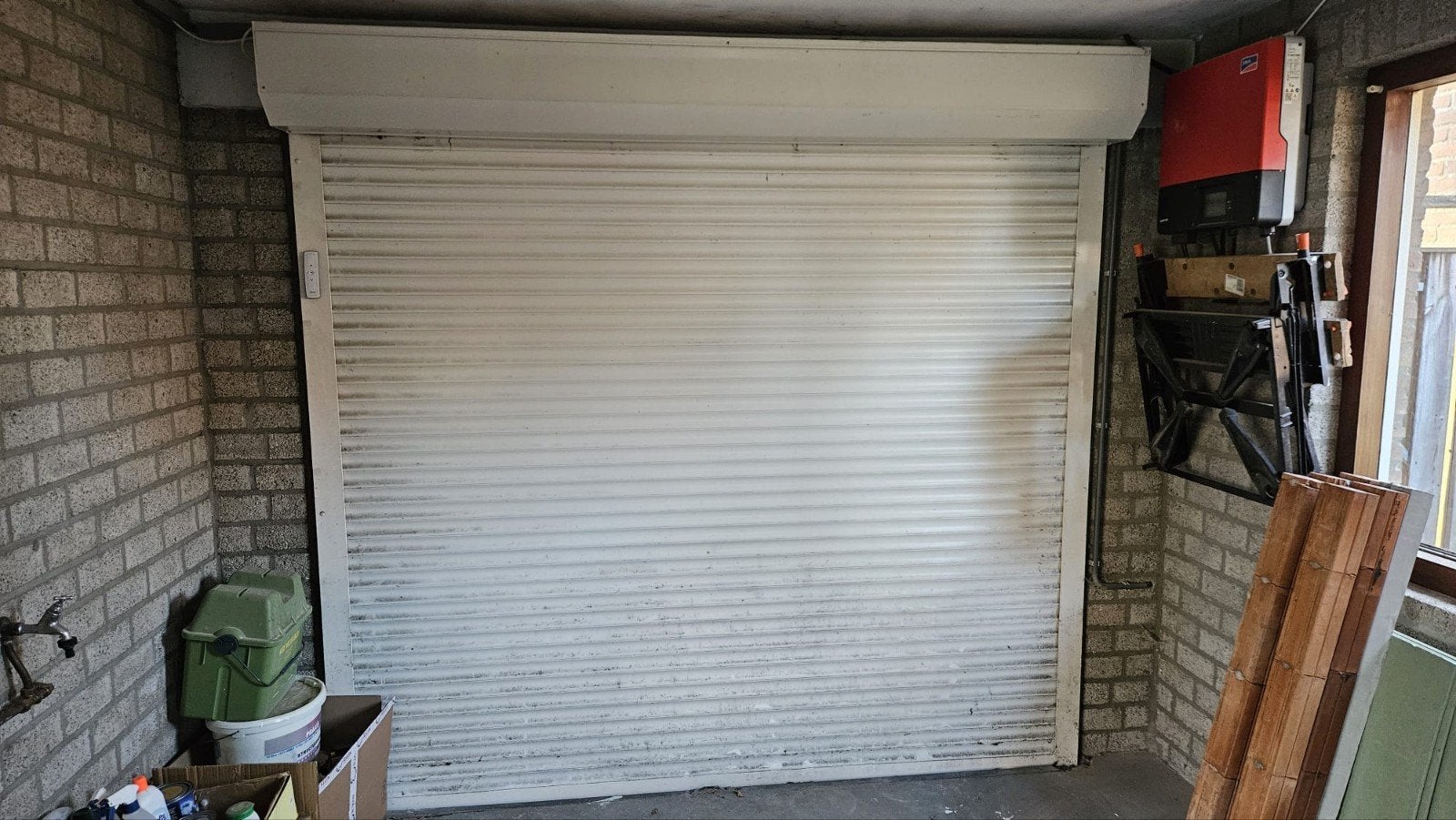 Elektrisch rolgordijn met afstandsbediening (205x198 cm), Gebruikt, 200 cm of meer, 150 tot 200 cm, Ophalen of Verzenden