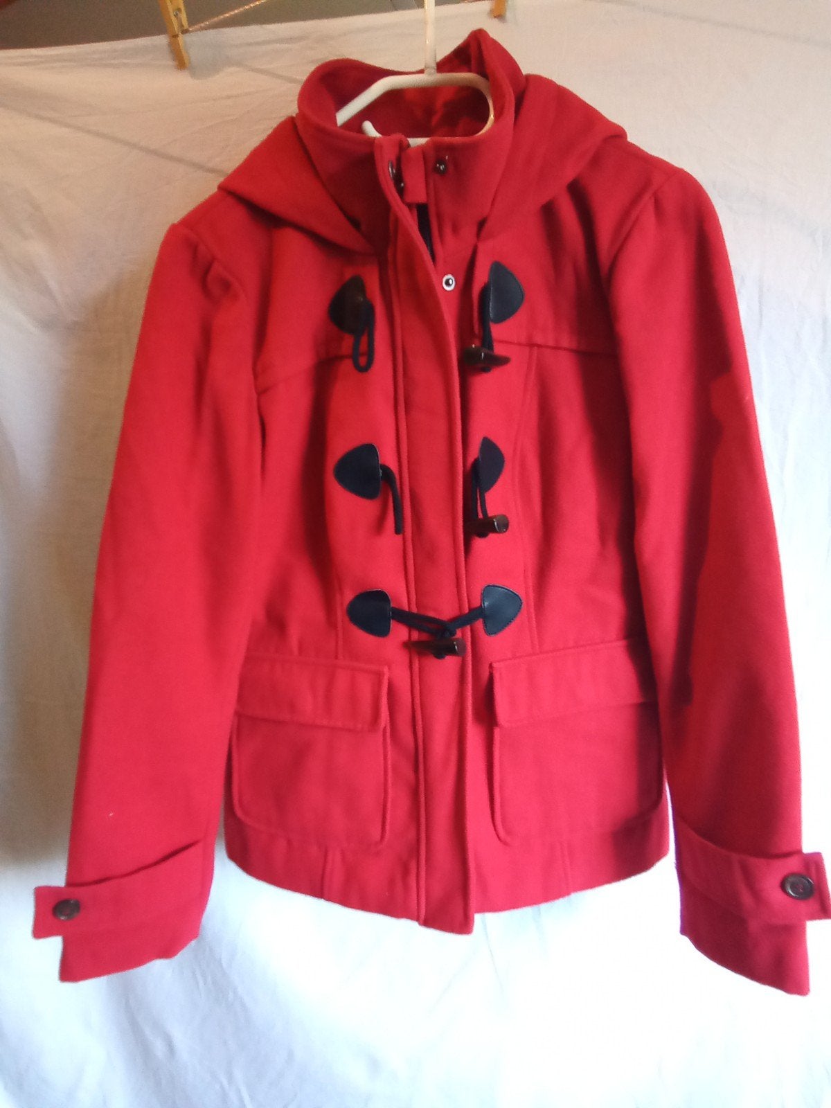 Vero Moda rode duffelcoat met capuchon, maat S, Vero Moda, Ophalen of Verzenden, Zo goed als nieuw, Maat 36 (S)