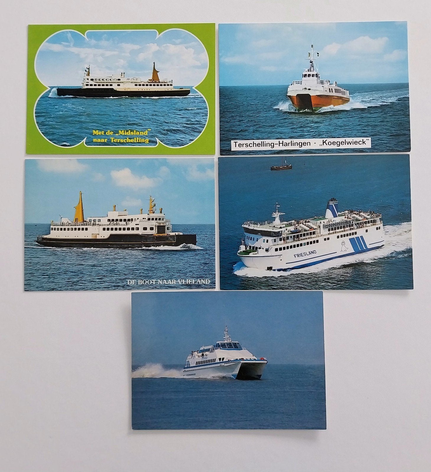 5 Ansichtkaarten van veerboten van Doeksen Terschelling, Verzamelen, Ophalen of Verzenden
