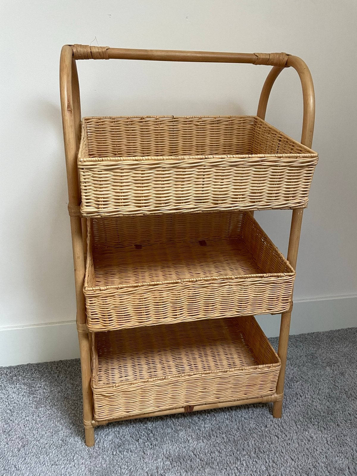Rotan opbergkastje met 3 manden van Zara Home, Huis en Inrichting, Ophalen, Zo goed als nieuw