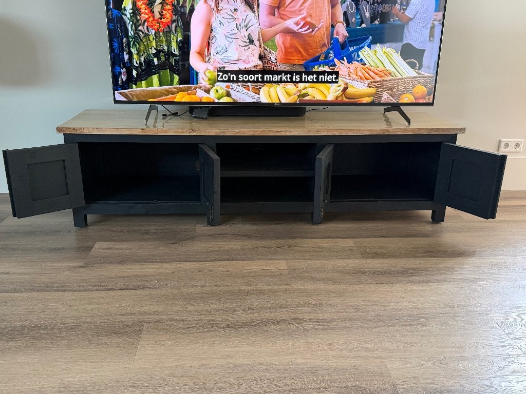 Tv kast teak hout, Ophalen, Gebruikt, Orientaals, 150 tot 200 cm