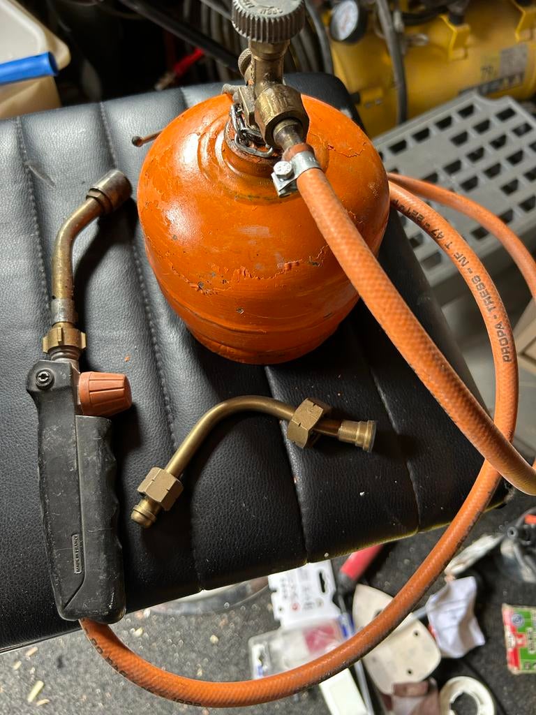 Karwei gasfles met brander en koppel/vulstuk, Ophalen of Verzenden, Gebruikt, Overige typen