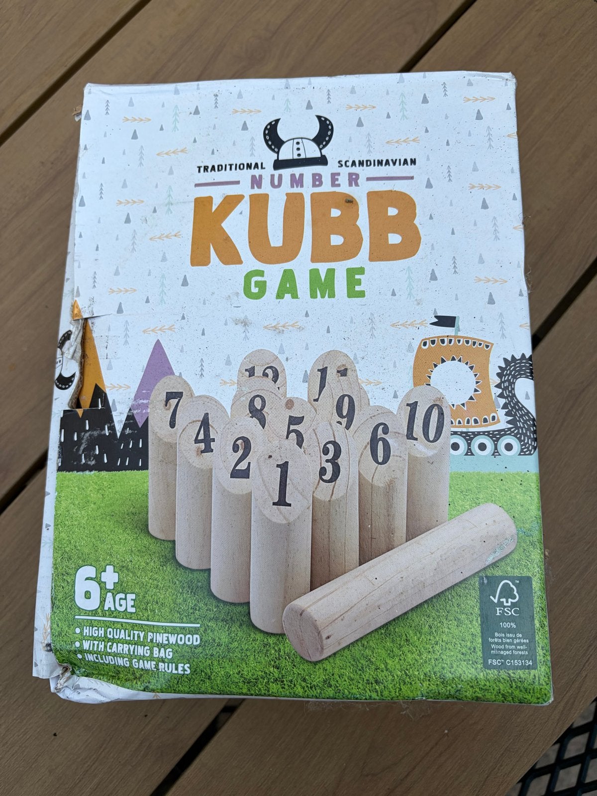 Traditioneel Scandinavisch Kubb spel - Hoge kwaliteit, Drie of vier spelers, Ophalen of Verzenden, Gebruikt