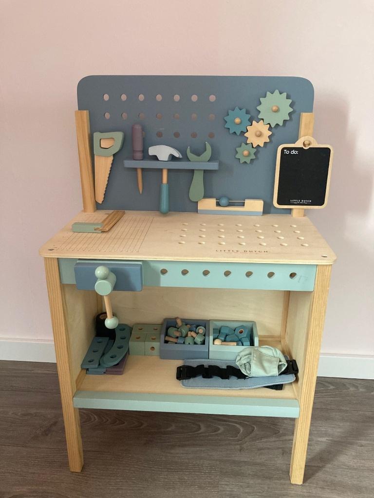 Little dutch werkbank incl. gereedschapskoffer, Kinderen en Baby's, Speelgoed | Houten speelgoed, Ophalen, Zo goed als nieuw