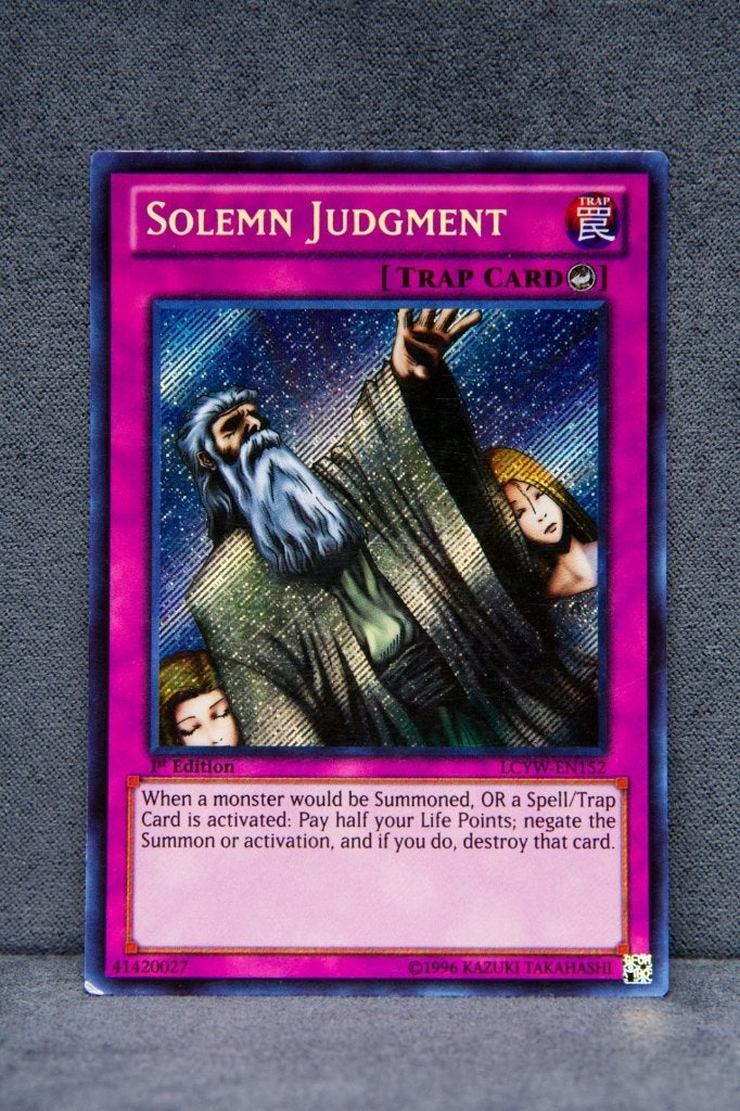 Yu-Gi-Oh! Solemn Judgment LCYW-EN152 Secret Rare 1st EX, Ophalen of Verzenden, Zo goed als nieuw, Losse kaart, Foil