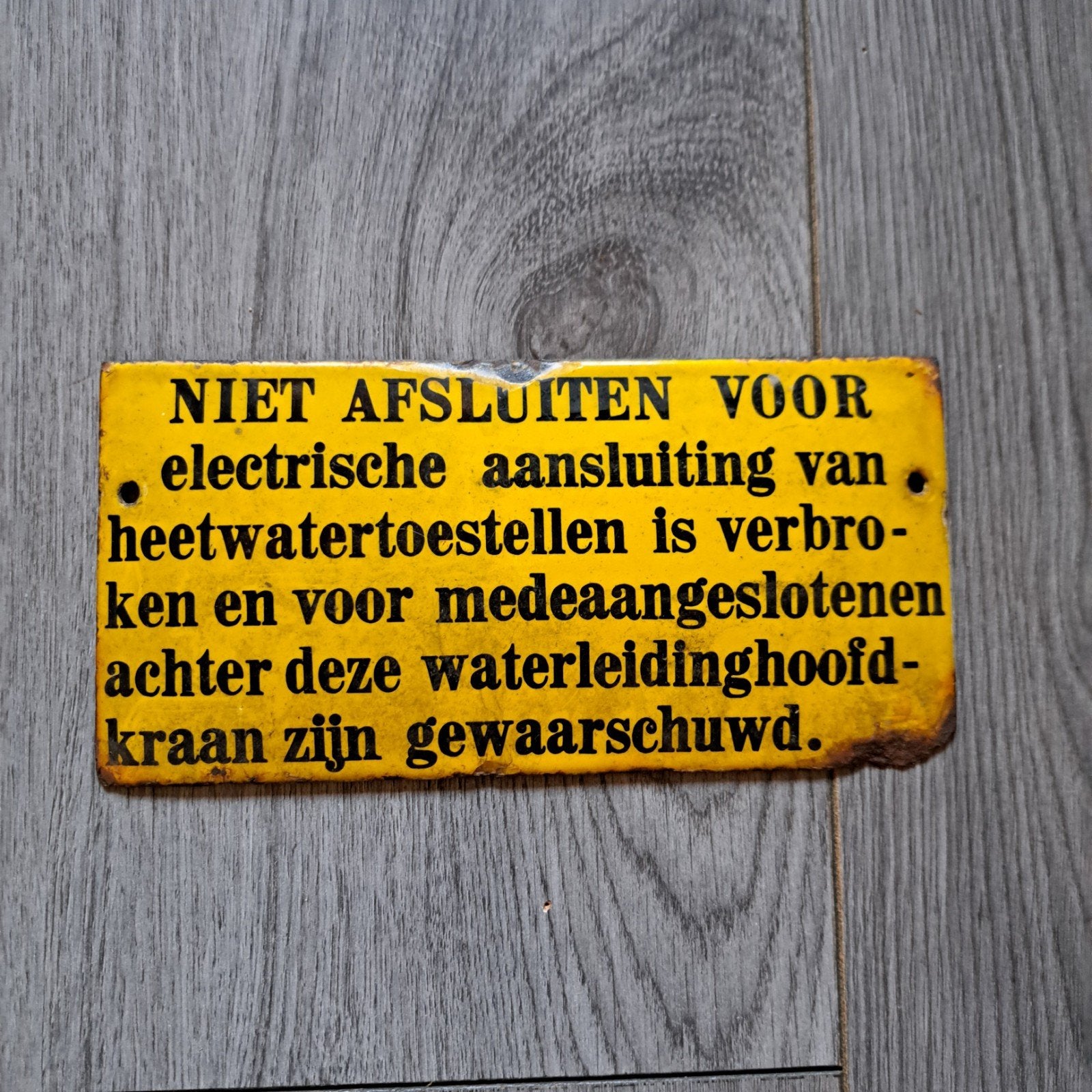 antiek emaille deurpost tekst bordje 50's., Ophalen of Verzenden