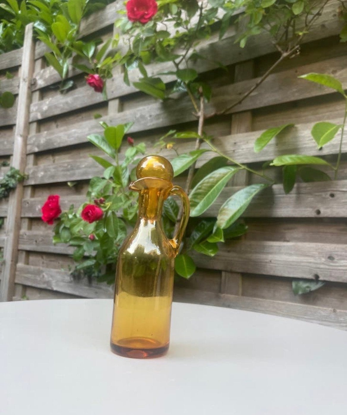 Vintage Amberkleurige Olie Schenker - Retro Charme, Ophalen of Verzenden