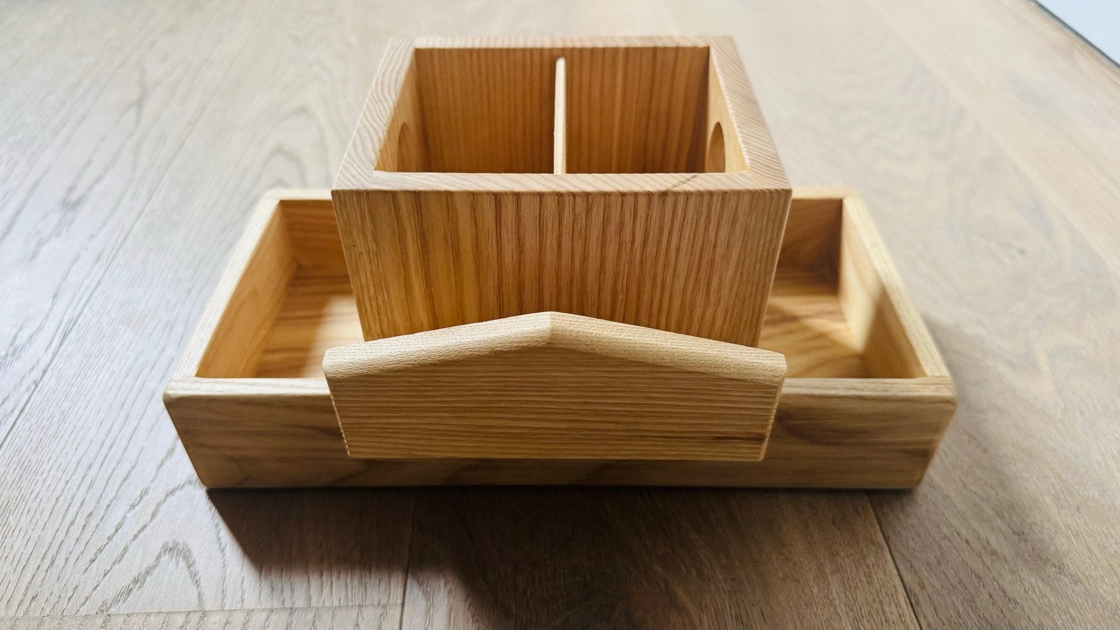 New Houten bestekbak / organizer voor keuken of bureau, Overige typen, Hout, Ophalen of Verzenden, Zo goed als nieuw
