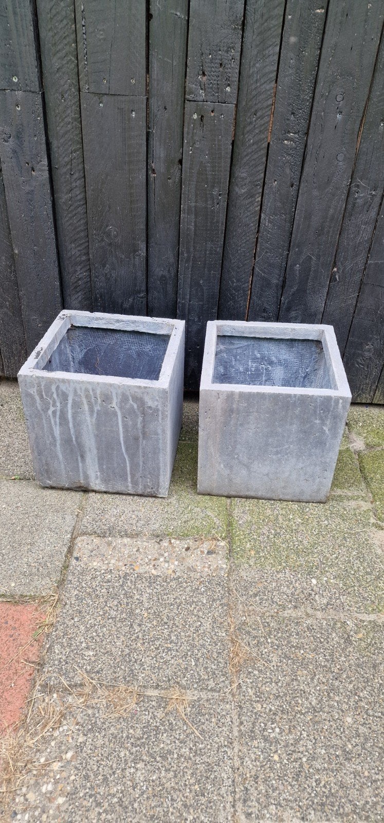 Betonlook plantenbakken 27,5x27,5cm, Ophalen, Kunststof, Gebruikt, Minder dan 60 cm