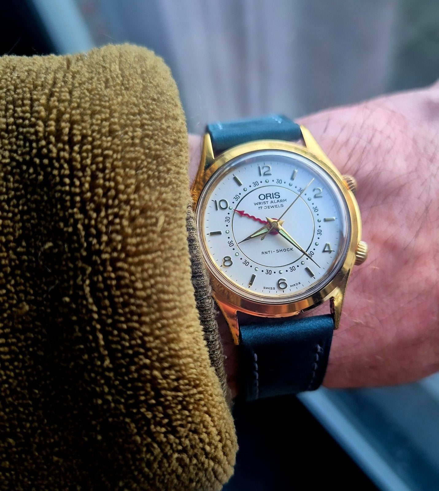 Oris wrist alarm horloge handopwinder vintage origineel, Ophalen of Verzenden, Staal, Overige merken, 1960 of later