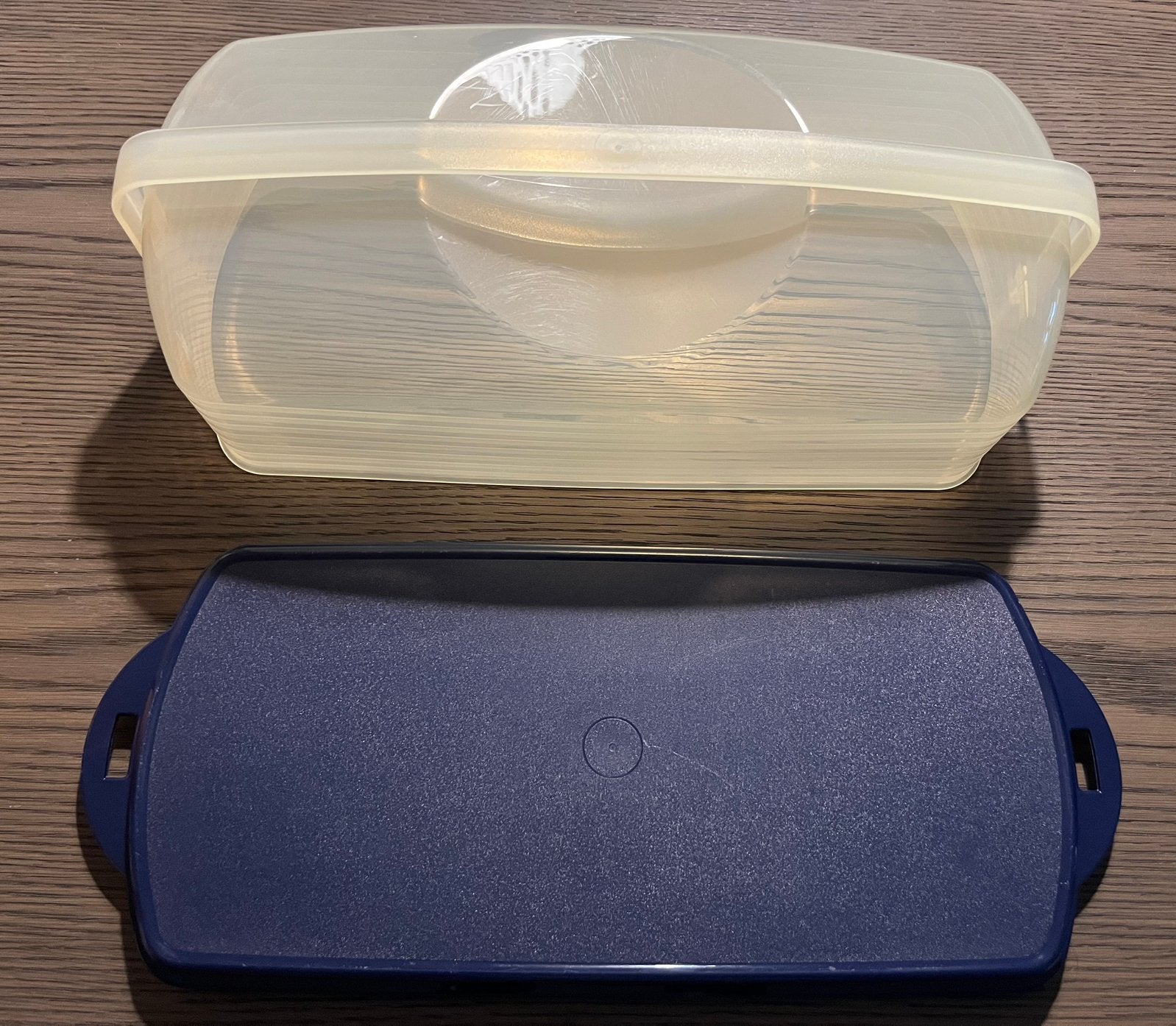 Tupperware brood/cake/serveer doos/schaal, Ophalen of Verzenden, Gebruikt, Blauw, Bus of Trommel