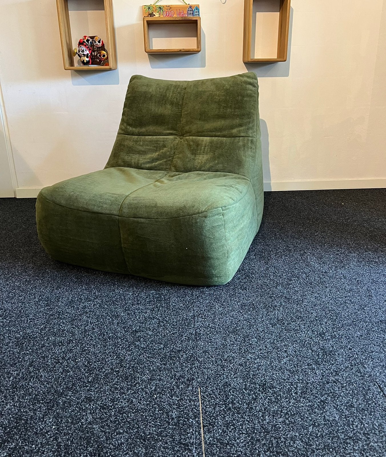 Lounge stoel velours groen, Ophalen, Eenpersoons, Minder dan 75 cm, Nieuw