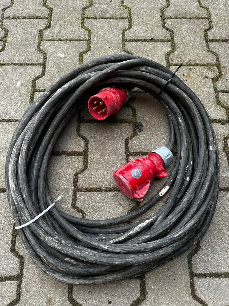 32A krachtstroom verlengkabel 25m 5G4, Ophalen of Verzenden, Zo goed als nieuw, Kabel of Snoer