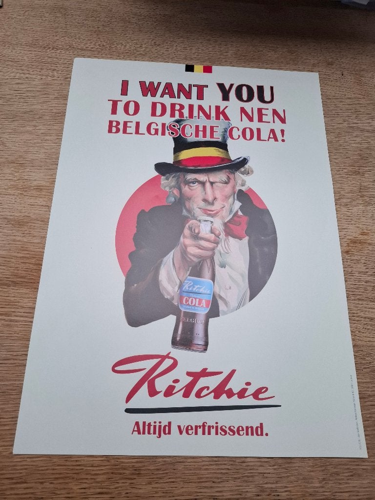 Poster Ritchie cola, Verzamelen, Ophalen of Verzenden, Nieuw, Reclamebord