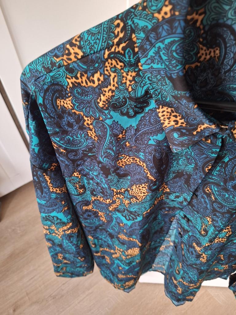 Vintage Paisley Blouse - maat L, XL, Blauw, Maat 42/44 (L), Ophalen of Verzenden, Onbekend