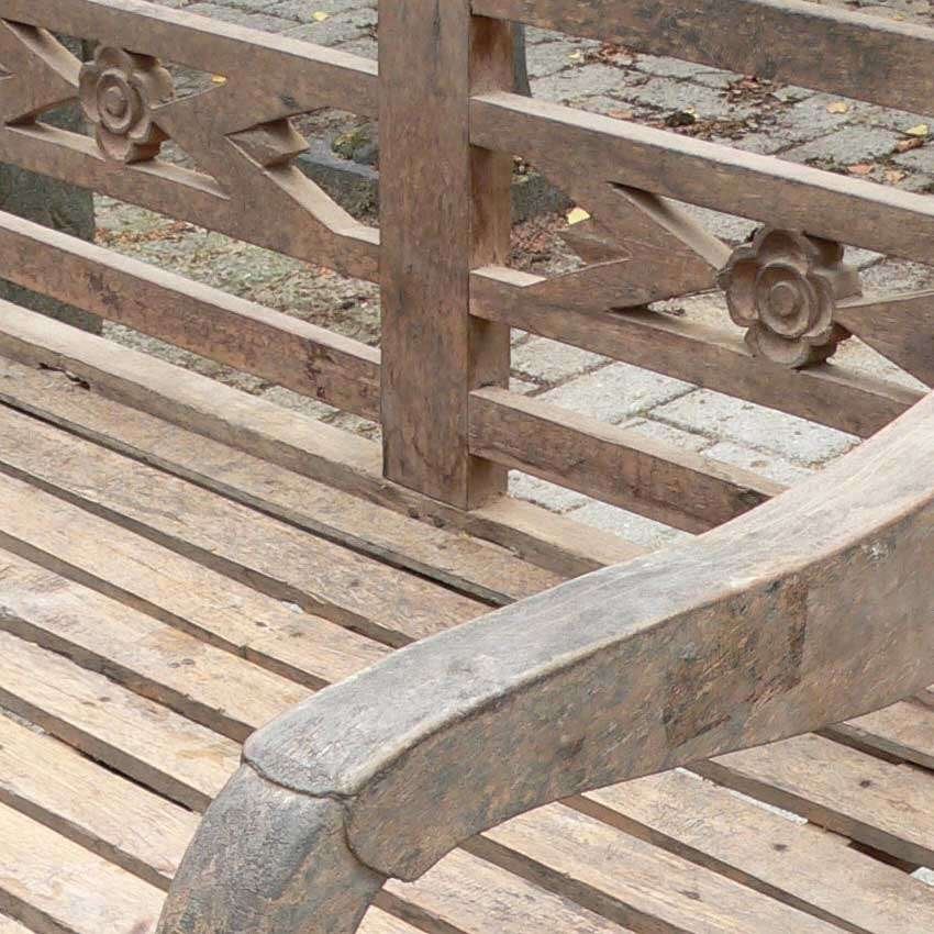 Antieke teak tuinbank stationsbank RB83 houten bank Bali, Ophalen of Verzenden